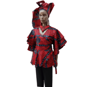 AFRICAN PRINT TOP, WRAP AROUND BLOUSE WITH HEADWRAP