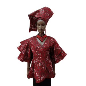 AFRICAN PRINT TOP, WRAP AROUND BLOUSE WITH HEADWRAP