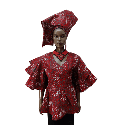AFRICAN PRINT TOP, WRAP AROUND BLOUSE WITH HEADWRAP